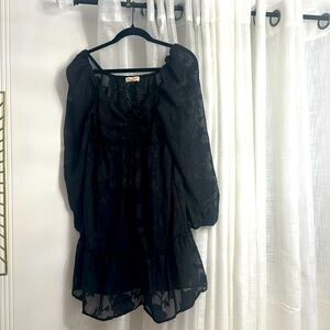 Black mesh cocktail dress